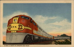 Santa Fe Streamlined Train Postcard