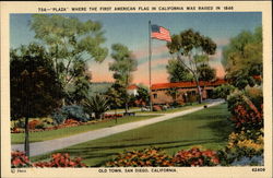 "Plaza" Where the First American Flag in California Was Raised in 1846 San Diego, CA Postcard Postcard
