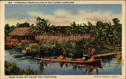 A Seminole Indian Village in the Florida Everglades Postcard