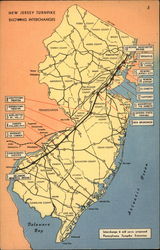 New Jersey Turnpike Showing Interchanges Maps Postcard Postcard