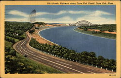 Scenic Highway Along Cape Cod Canal Postcard