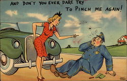 And Don't You Ever Dare Try To Pinch Me Again! Comic, Funny Postcard Postcard