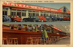 "Mexicali" Beer Hall, "The Longest Bar in the World" Postcard