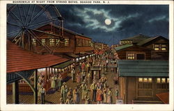 Boardwalk at Night From Strand Baths Postcard