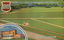 Will Rogers Airport, Lake Claremore in Background Oklahoma Postcard Postcard