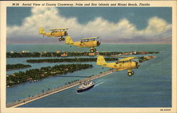 Aerial View of County Causeway, Palm and Star Islands Postcard