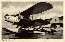 Flugreuge eubsatrberceit (Seaplane with Nazi ensignia) Germany Nazi Germany Postcard Postcard