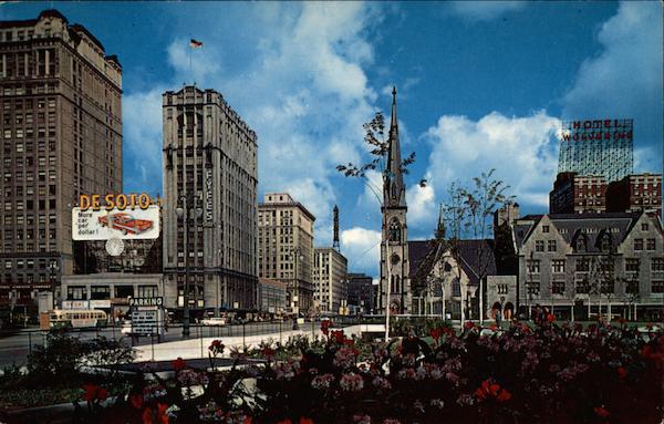 Looking North on Woodward Avenue from Grand Circus Park Detroit Michigan