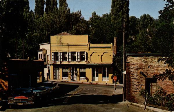 View of building and street Nevada City California