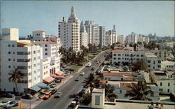 View south on Collins Avenue in the 43rd St. Area Miami Beach, FL Postcard Postcard