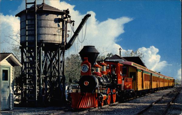 Passenger train at Frontierland Water Tower, Disneyland Anaheim California