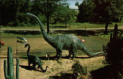 Prehistoric Forest Dinosaur Land In the Irish Hills of Michigan Postcard