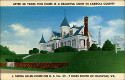 J. Sidna Allen's home Hillsville, VA Postcard Postcard