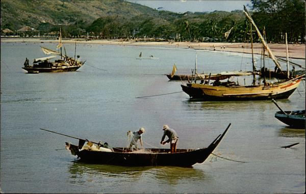 Fishing Boats in the Harbor Qui Nhon South Vietnam