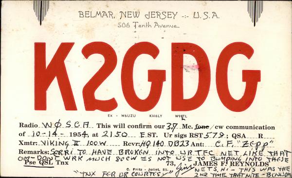 K2GDG Belmar New Jersey QSL & Ham Radio