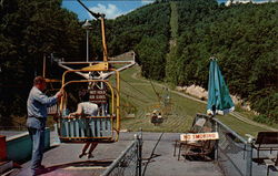 Starting the Ride on the Eagle Top Chairlift Postcard