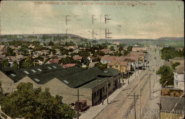 Looking up Pacific Avenue from Beach Hill Santa Cruz California