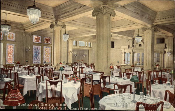 Section of Dining Room, Hotel Stewart San Francisco California