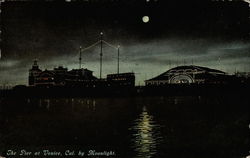 The Pier at Venice, California by Moonlight Postcard Postcard