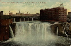 Genesee River Upper Falls showing N.Y.C. & H.R.R.R. Bridge Rochester, NY Postcard Postcard