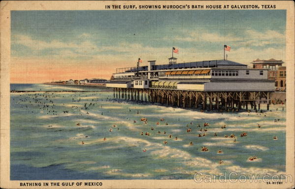 In The Surf, Showing Murdoch's Bath House Galveston Texas
