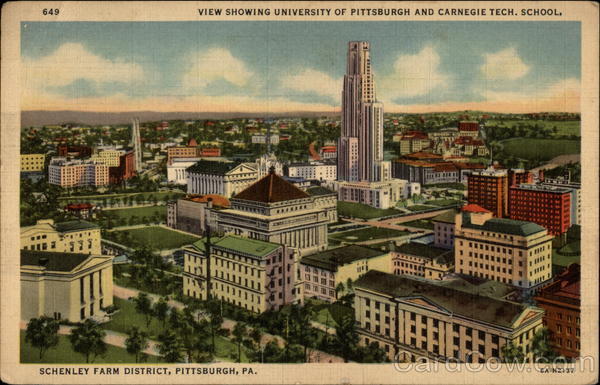 View Showing Universtity of Pittsburgh and Carnegie Tech. School Pennsylvania