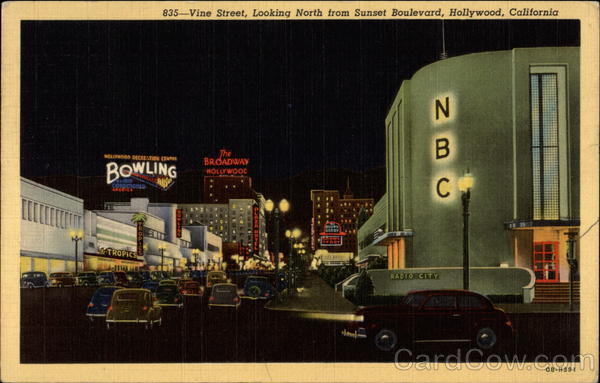 Vine Street, Looking North from Sunset Boulevard Hollywood California