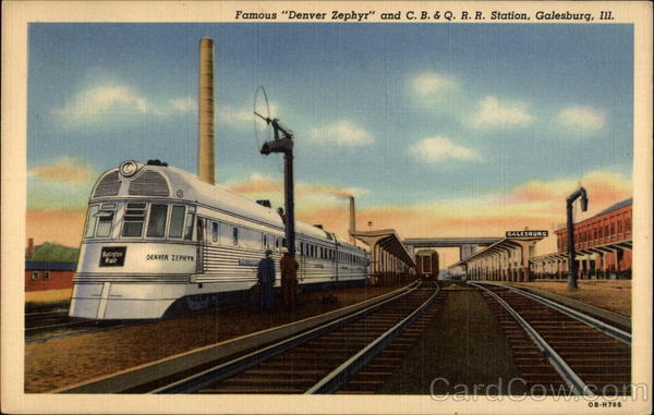 Famous Denver Zephyr and C.B.&Q. R.R. Station Galesburg Illinois