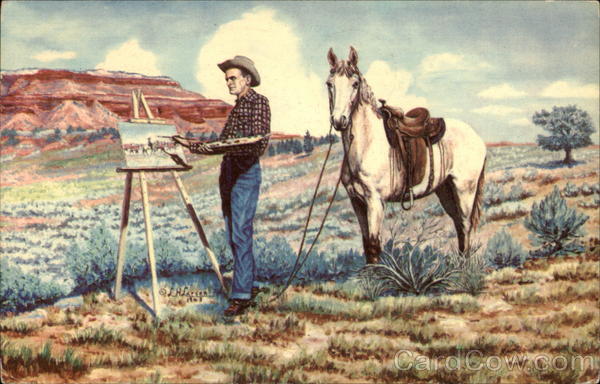 Painting by L.H. Dude Larsen Cowboy Western