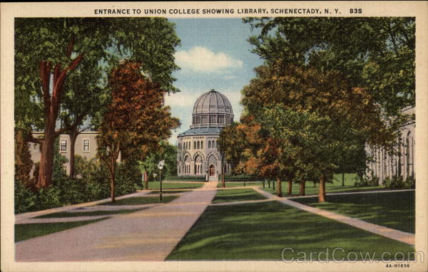 Entrance to Union College Showing Library Schenectady New York