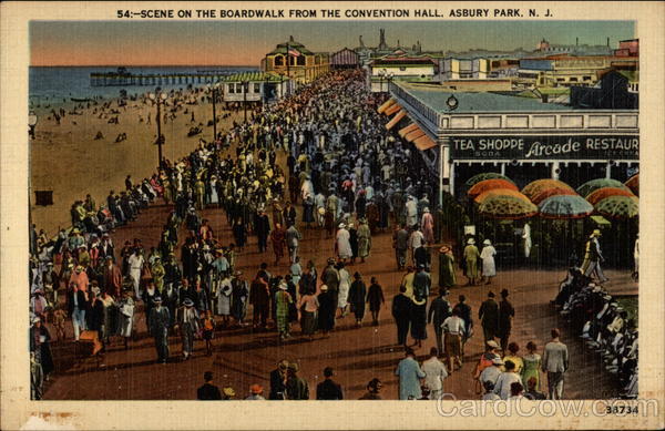 Scene on the Boardwalk from the Convention Hall Asbury Park New Jersey