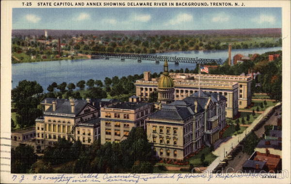 State Capitol and Annex Showing Delaware River in Background Trenton New Jersey
