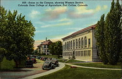 Scene on the Campus, showing Western Section, Colorado State College of Agriculture Fort Collins, CO Postcard Postcard