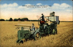 Modern Havesting Time The Golden Time Postcard