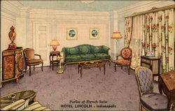 Parlor of French Suite, Hotel Lincoln Indianapolis, IN Postcard Postcard