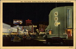 Vine Street, Looking North from Sunset Boulevard Postcard