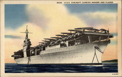 U.S.S. Aircraft Carrier Ranger and Planes Postcard