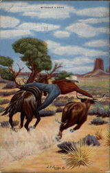 Bulldogging by L.H. "Dude" Larsen Postcard