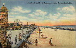 Broadwalk and Beach Amusement Center Postcard