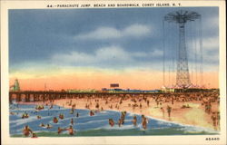 Parachute Jump, Beach and Boardwalk Postcard