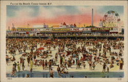 Fun on the Beach Coney Island, NY Postcard Postcard