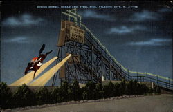 Diving Horse, Ocean End Steel Pier Postcard