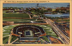 Aerial View of Municipal Stadium and Navy Yard Postcard