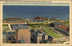 View from Terminal Tower, Looking Toward Lake Erie Postcard