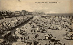 Boardwalk and Beach Ocean Grove, NJ Postcard Postcard