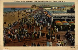 Scene on the Boardwalk from the Convention Hall Asbury Park, NJ Postcard Postcard