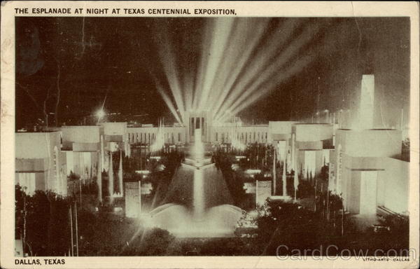 The Esplanade at Night at Texas Centennial Exposition Dallas
