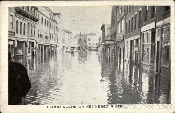 Flood Scene on Kennebec River Maine