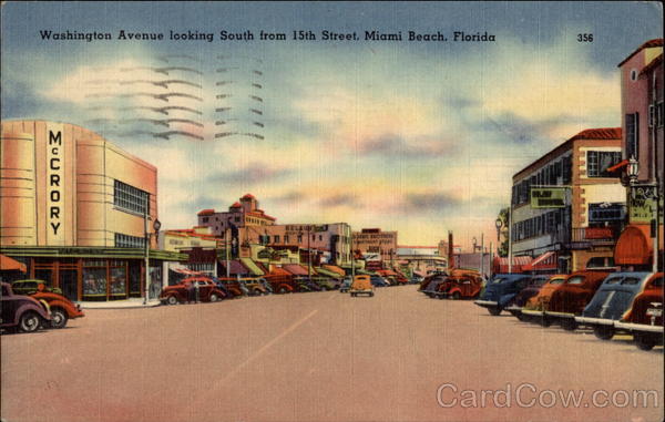 Washington Avenue looking South from 15th Street Miami Beach Florida