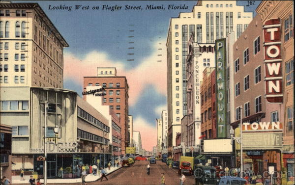 Looking West on Flagler Street Miami Florida